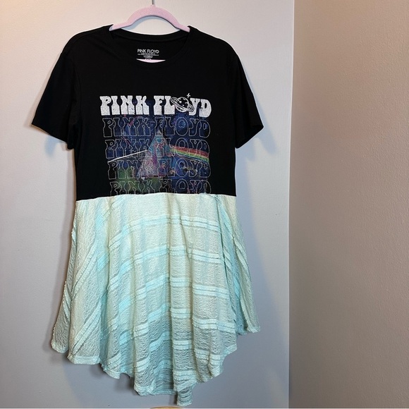 Upcycled Dresses & Skirts - Pink Floyd dress up cycle lined with lace